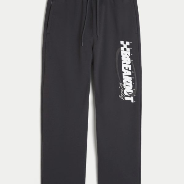 Heavyweight Terry Racing Graphic Baggy Sweatpants - black