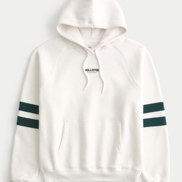 Boxy Logo Hoodie - cream