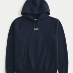 Boxy Logo Hoodie - navy blue