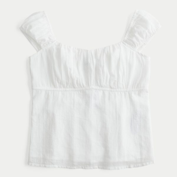 Ruched Babydoll Top - white