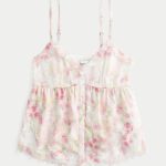 Easy Chiffon Babydoll Top - light pink floral