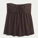 Strapless Cinched Babydoll Top - espresso