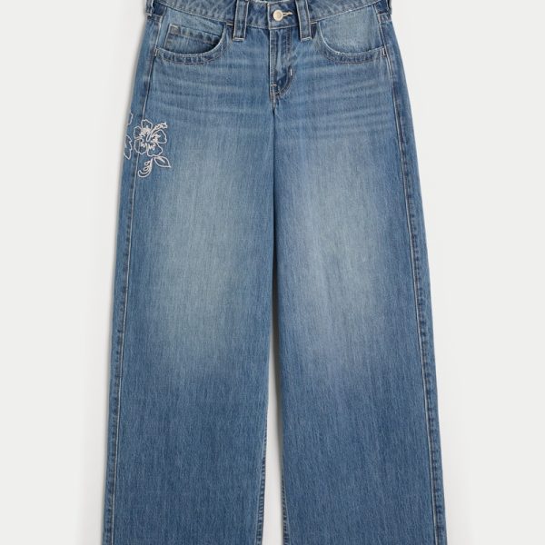 Low-Rise Dark Wash Super Baggy Jeans - medium