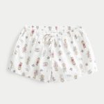 Oxford Cotton Tie Shorts - white print