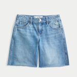 Low-Rise Dark Rinse Wash Baggy Jort - medium