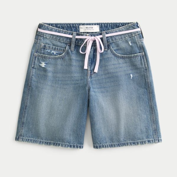 Low-Rise Dark Rinse Wash Baggy Jort - medium