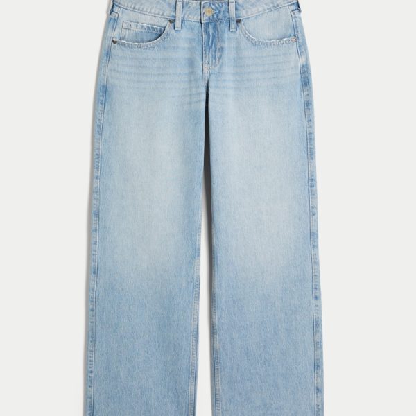 Low-Rise Medium Wash Los Angeles Graphic Baggy Jeans - light