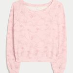 Gilly Hicks Waffle Off-the-Shoulder Top - light lilac print