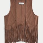 Easy Crochet-Style Fringe Vest - brown