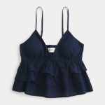 Easy Tiered Blouse - navy