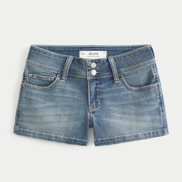 Low-Rise Light Wash Denim Shortie Shorts - light