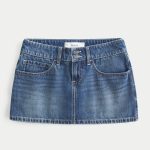 Low-Rise Studded Denim Mini Skort - medium