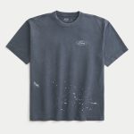 Boxy Heavyweight Leopard Print Dodge Hellcat Graphic Tee - washed dark slate with spray