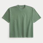 Boxy Heavyweight Crop Crew T-Shirt - washed green