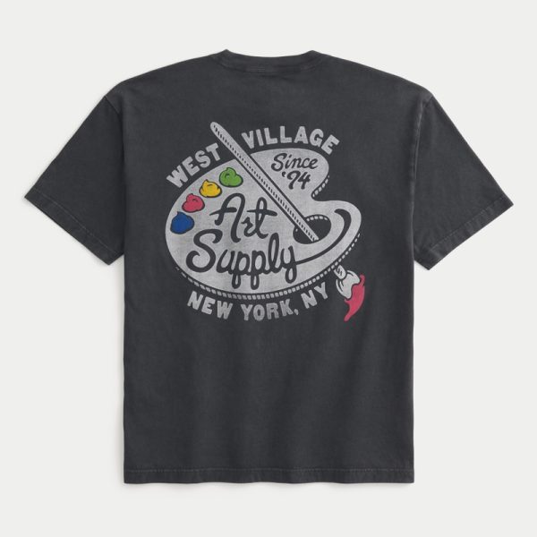 Boxy Max Melody's Graphic Tee - washed black