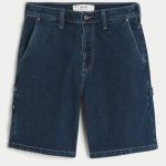 Washed Black Baggy Denim Shorts - dark