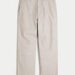 Linen-Blend Flex Waist Baggy Pants - heather tan