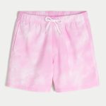 Mid-Thigh Volley Swim Trunks - pink tie-dye