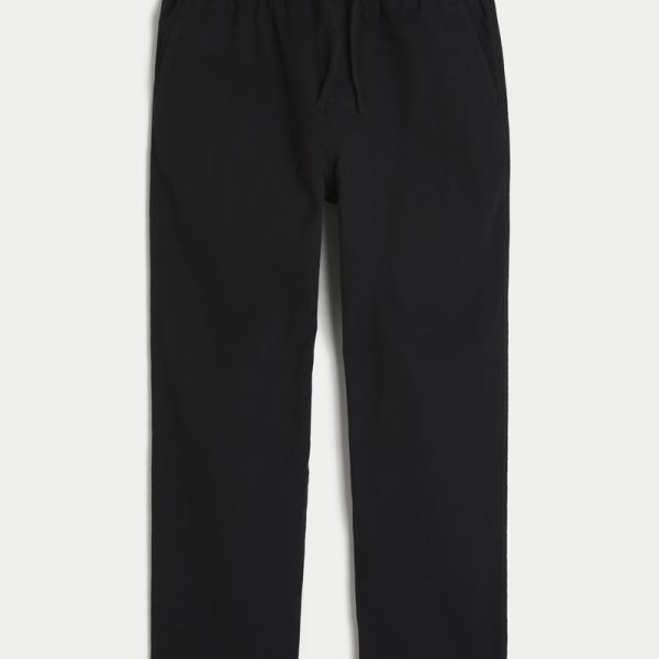 Linen-Blend Loose Pull-On Pants - black