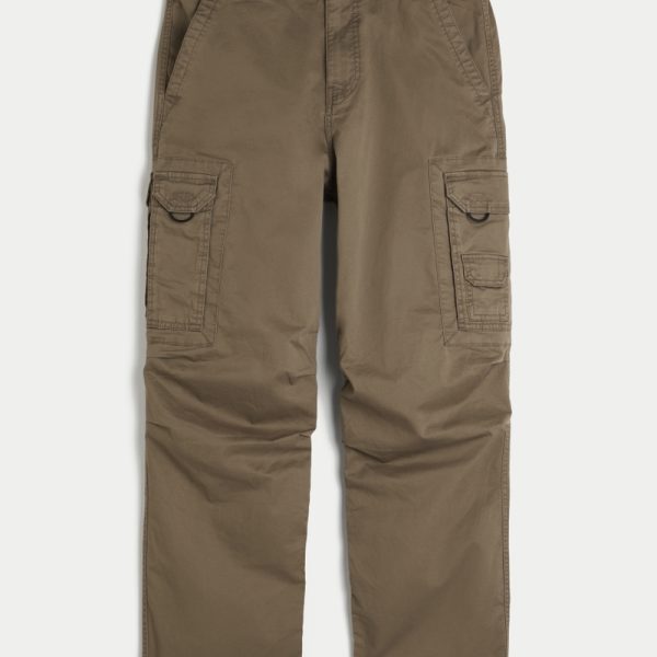 Flex Waistband Baggy Cargo Pants - dark brown