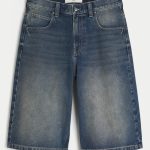 Light Wash Baggy Denim Half Pants - medium