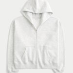 Oversized Zip-Up Hoodie - light heather gray