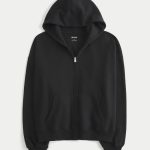 Oversized Zip-Up Hoodie - black