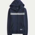 Slim Athletic Dept Graphic Zip-Up Hoodie - navy blue
