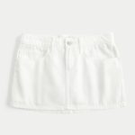 Low-Rise Embroidered Bow Denim Mini Skort - white
