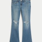 Low-Rise Light Wash Boot Jeans - medium ripped