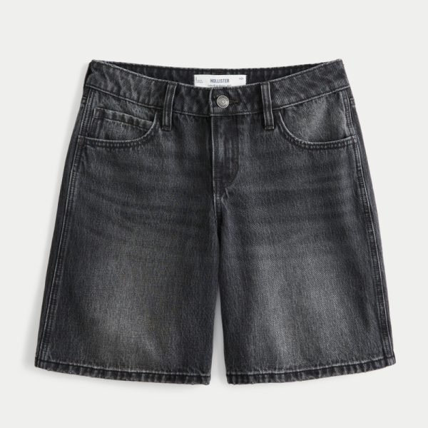 Low-Rise Dark Rinse Wash Baggy Jort - washed black