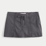 Pleated Mini Skirt - charcoal gray