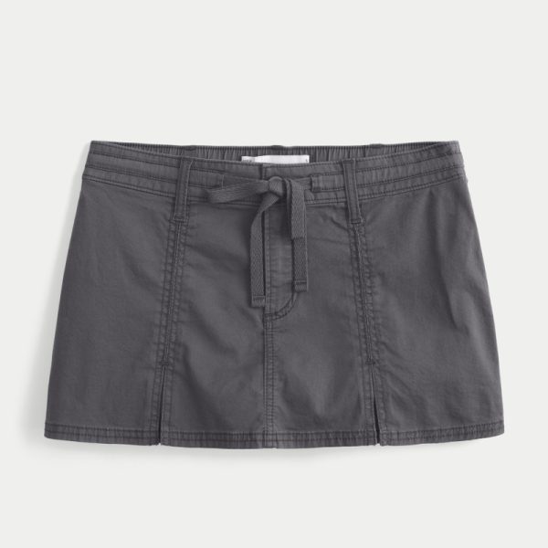 Pleated Mini Skirt - charcoal gray