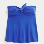 Easy Strapless Tie-Bust Babydoll Top - cobalt