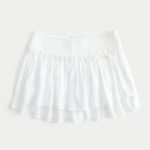 Smocked Tiered Mini Skort - white