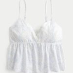 Easy Paisley Pattern Babydoll Top - white pattern