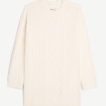 Cozy Cable-Knit Sweater Dress - cloud white