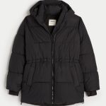 Fleece-Lined Puffer Jacket - black
