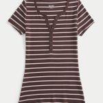 Short-Sleeve Henley - espresso stripe