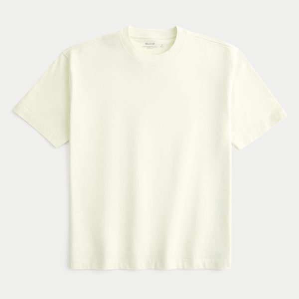 Boxy Heavyweight Washed Crew T-Shirt - light yellow green