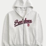 Boxy Number Graphic Zip-Up Hoodie - light heather gray