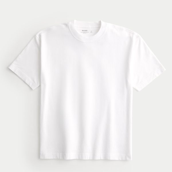 Boxy Heavyweight Washed Cotton Crew T-Shirt - white
