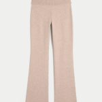 Gilly Hicks Sweater-Knit Foldover Waist Boot Pants - heather oatmeal