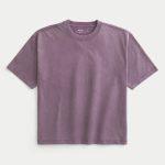Boxy Heavyweight Crop Crew T-Shirt - washed purple