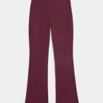 Gilly Hicks Sweater-Knit Foldover Waist Boot Pants - mulbery