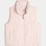 Bow Pattern Puffer Vest - pale pink