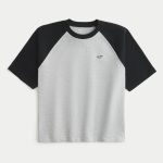 Boxy Crop Heavyweight Icon Crew T-Shirt - black and heather gray