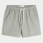 Mid-Thigh Linen-Blend Pull-On Shorts - heather sage