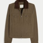 Twill Zip-Up Jacket - dark olive green