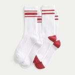 Striped Crew Socks 2-Pack - white with red